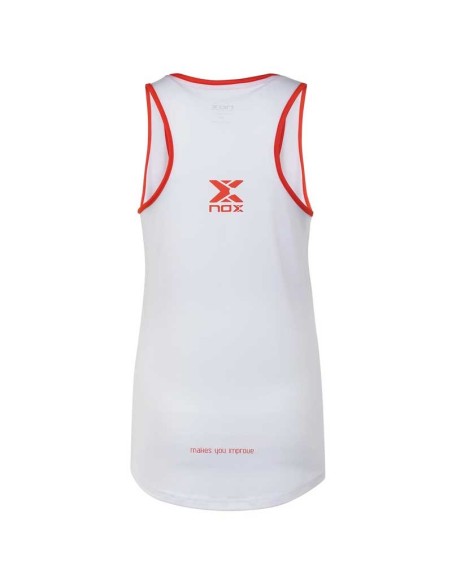 Camiseta Tirantes Nox Team Blanca Logo Rojo Mujer T20Mctntbl |NOX |Ropa pádel NOX