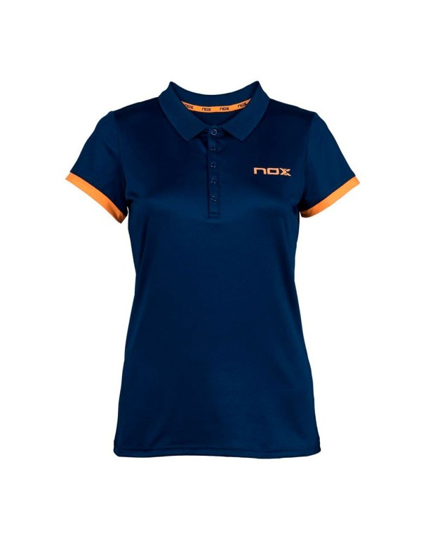 Nox Polo Pro Blue Logo Orange Woman |NOX |NOX padel clothing
