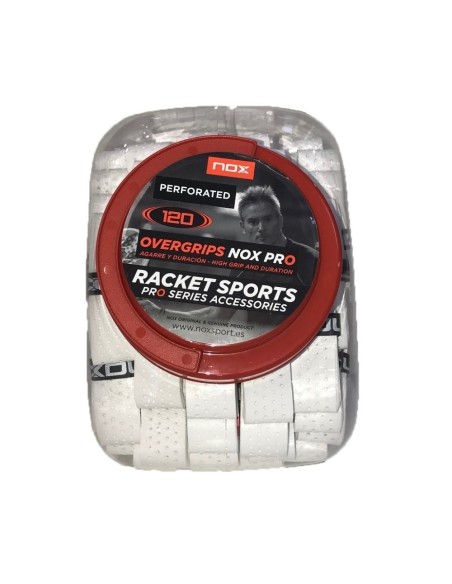 Cubo 120 Overgrips Nox Pro Branco Perfurados |NOX |Acessórios de padel Cubo 120 Overgrips Nox Pro Branco Perfurados |NOX |Acessórios de padel