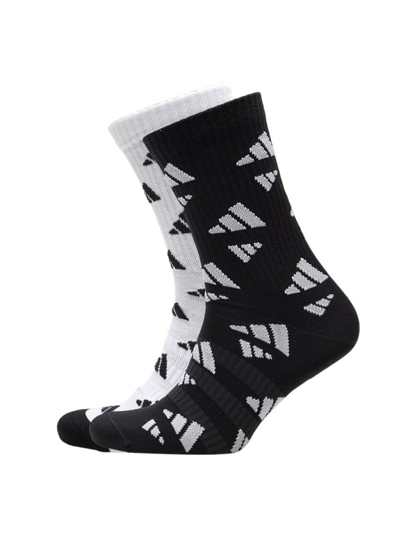 2 pares de meias Adidas Crew Aop preto branco |ADIDAS |Meias remo