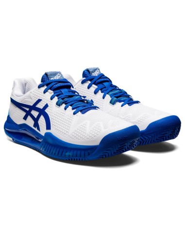 Asics Gel Resolution 8 Clay Branco Azul 1041A346 960 |ASICS |Sapatilhas de padel ASICS