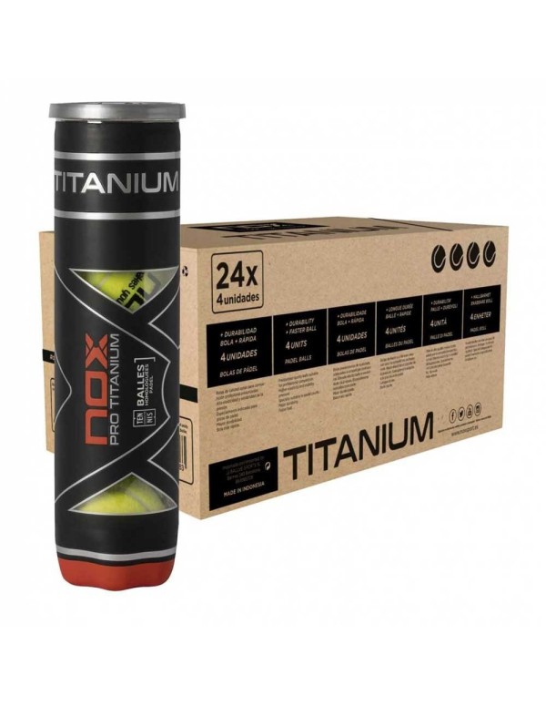 Box Nox 24 burkar med 4 bollar Pro Titanium |NOX |Padelbollar
