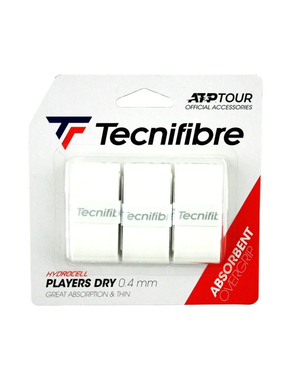 Pack 3 Overgrip Tecnifibre Players Dry White |TECNIFIBRE |Overgrips