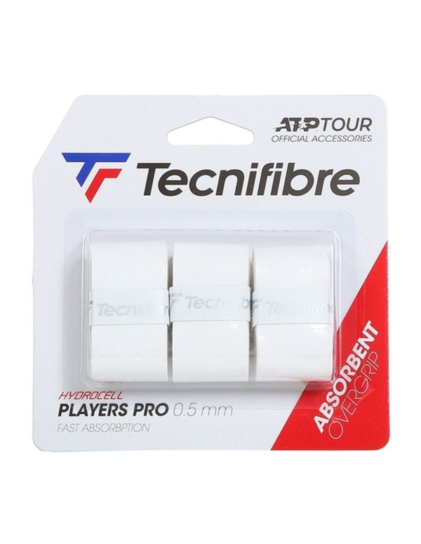Pack 3 Overgrip Tecnifibre Players Pro White |TECNIFIBRE |Overgrips