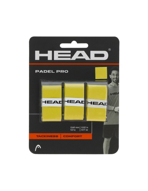 3 Unidades Overgrip Head Padel Pro Amarelo |HEAD |Overgrips