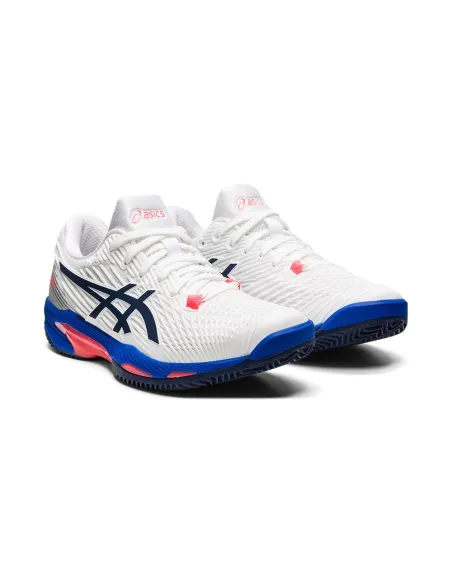 Asics Solution Speed Ff 2 Clay Branco Azul Mulher 1042A134 102 |ASICS |Sapatilhas de padel ASICS