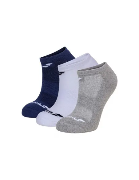 Pack 3 Pares Meias Babolat Invisível Branco Azul Cinza |BABOLAT |Roupa de padel BABOLAT Pack 3 Pares Meias Babolat Invisível Branco Azul Cinza |BABOLAT |Roupa de padel BABOLAT