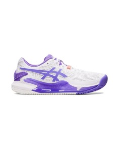 Asics Gel Resolution 9 Clay Blanco Morado Mujer 1042A224-101 |ASICS |Zapatillas pádel ASICS