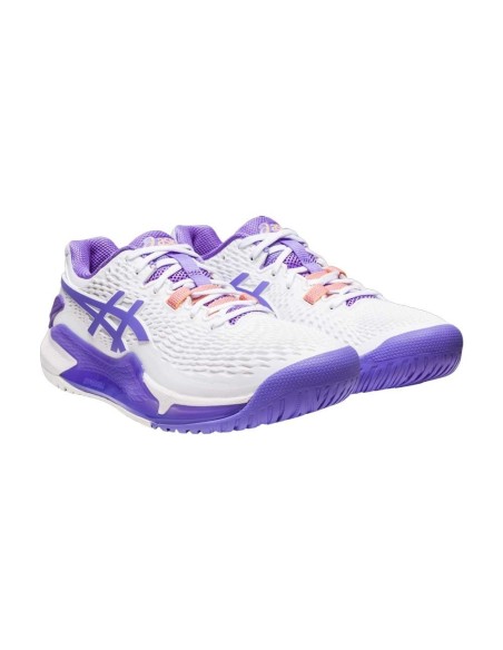 Asics Gel-Resolution 9 Branco Roxo Mulher 1042A208-101 |ASICS |Sapatilhas de padel ASICS