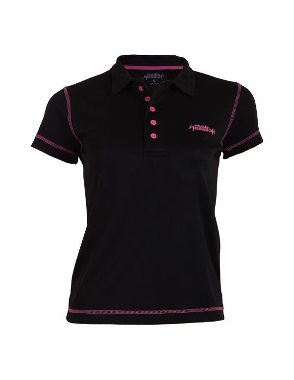 Polo Técnico Mujer Padel Session Negro |Padel Session |Paddle polo shirts