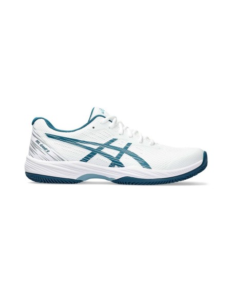 Asics Gel-Game 9 Clay Oc Branco Turquesa 1041A358 102 |ASICS |Sapatilhas de padel ASICS