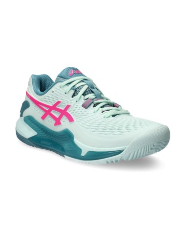 Asics Gel-Resolution 9 Padel Blanco Turquesa Mujer 1042A245 400 |ASICS |Zapatillas pádel ASICS