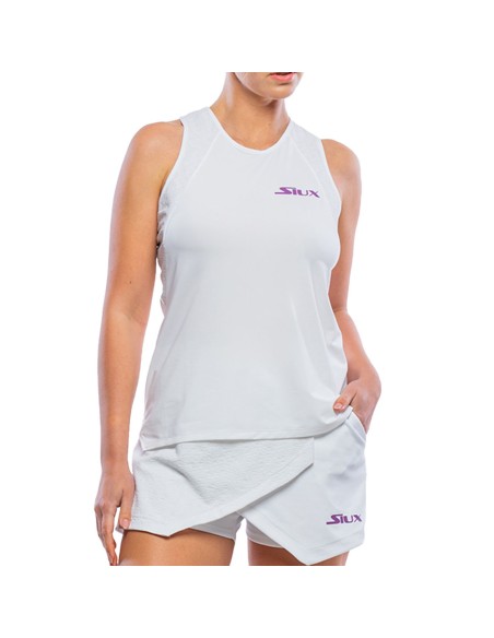 Camiseta Sin Hombregas Siux Jacquard Mujer Blanca |SIUX |Ropa de pádel SIUX