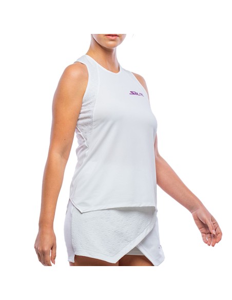 T-shirt Sans Épaule Femme Siux Jacquard Blanc |SIUX |Vêtements de padel SIUX