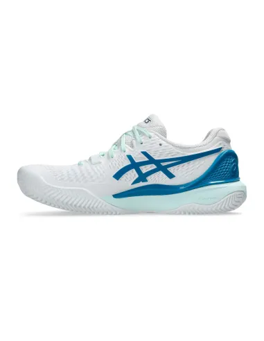 Asics Gel Resolution 9 Clay 1042A224 Bleu Vert Femme |ASICS |Chaussures de padel