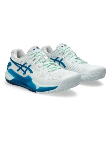 Asics Gel Resolution 9 Clay 1042A224 Azul Verdoso Mujer |ASICS |Sapatilhas de padel