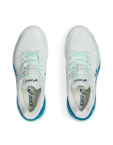 Asics Gel Resolution 9 Clay 1042A224 Bleu Vert Femme |ASICS |Chaussures de padel
