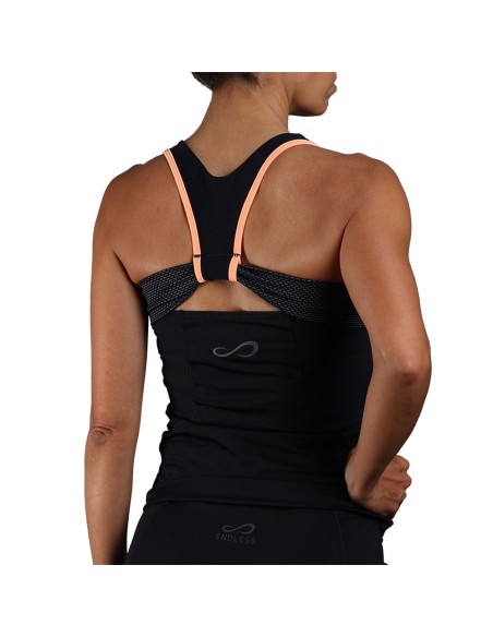 Camiseta Endless Starlett 30200 Black Salmon Mujer |ENDLESS |Abbigliamento da padel ENDLESS