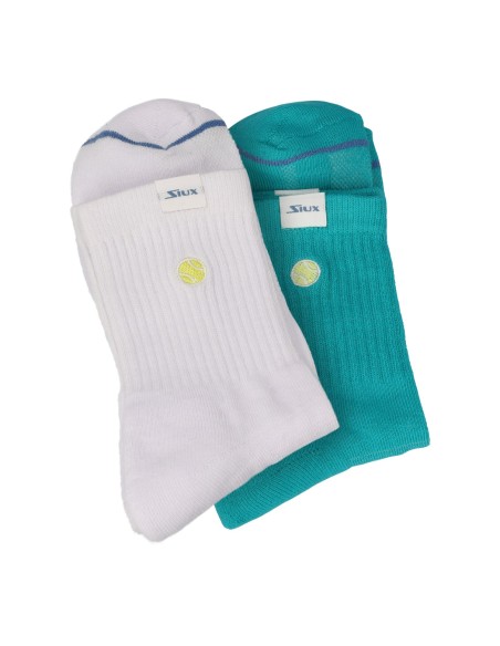 Pack 2 Calcetines Siux Icon Caña Media Blanco/Verde |SIUX |Ropa de pádel SIUX