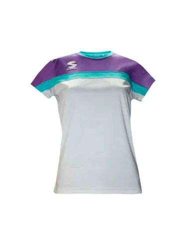 Camiseta Padel Softee Club Mujer Blanco Violeta Verde |SOFTEE |Abbigliamento da padel