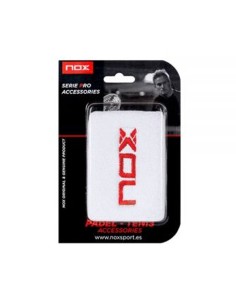 Blister (2 Pcs) Poignet Nox Blanc Logo Rouge Mublro2Ud