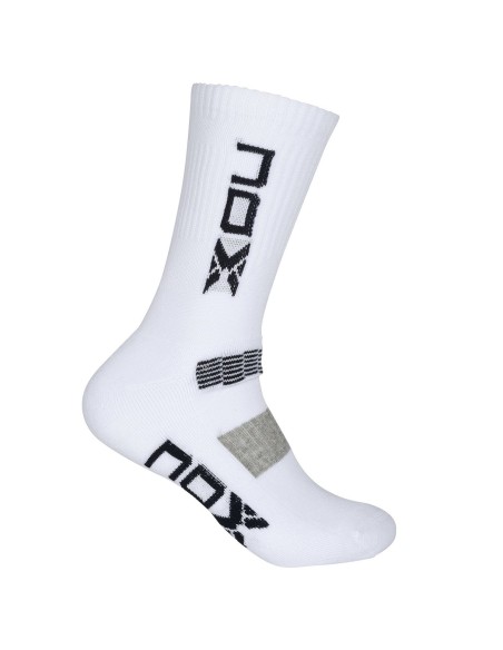 Calcetines Técnicos Media Caña Nox Blanco Logo Gris Vertical |NOX |Ropa de pádel