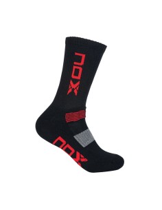 CALCETINES TﾉCNICOS MEDIA CAﾑA NOX NEGRO LOGO ROJO VERTICAL CAHMCNLVR