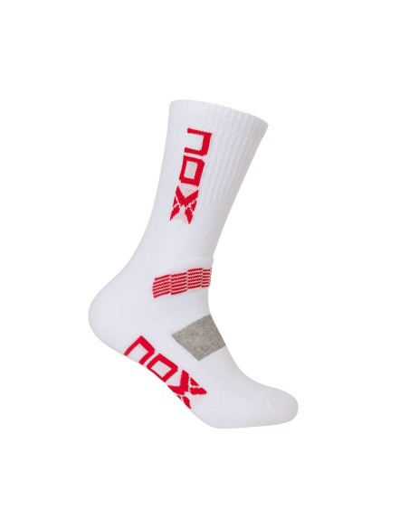 Socks Technical Mid-Calf Nox White Red Vertical Logo |NOX |Padel clothing