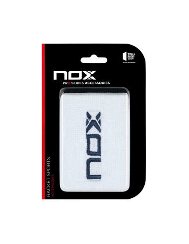Blister (2 Uds) Muñequera Nox Blanco Logo Azul |NOX |Complementos pádel