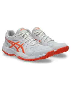 Asics Upcourt 6 Blanc Orange Femme 1072A107 |ASICS |Chaussures de padel 2