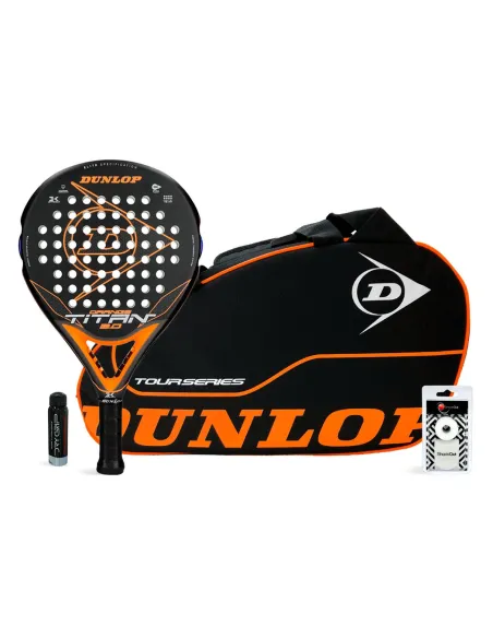 Pacote Laranja Dunlop Titan 2.0 + Bolsa para Raquetes Laranja Tour Series |DUNLOP |Padel packs