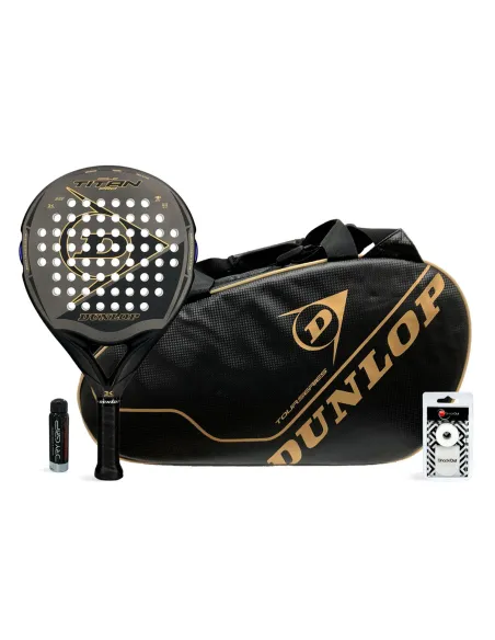 Pacchetto Dunlop Titan Pro Gold + Borsa da padel Tour Carbon Gold |DUNLOP |Pacchetti da padel