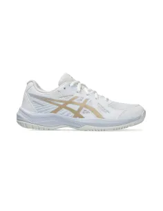 Asics Upcourt 6 Gs Branco/Dourado Junior 1074A045 |ASICS |Sapatilhas de padel