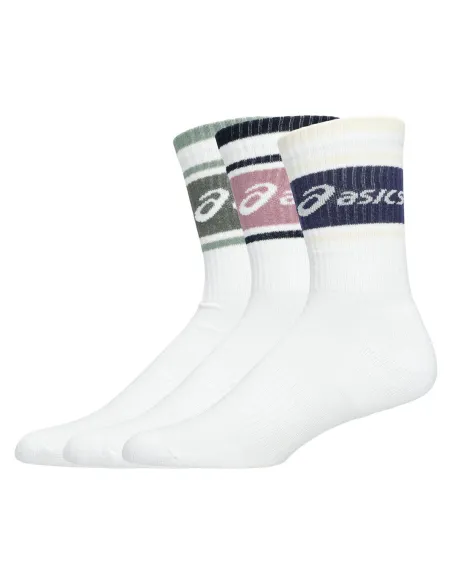 Pack of 3 Asics Logo Crew Socks White |ASICS |Padel clothing