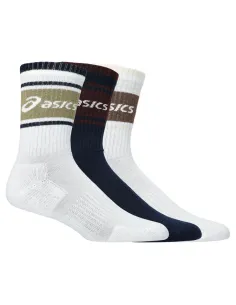Pack de 3 Calcetines Asics Logo Crew Sock Blanco/Azul Marino |ASICS |Ropa de pádel