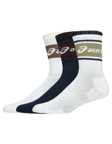 Pack de 3 Calcetines Asics Logo Crew Sock Blanco/Azul Marino |ASICS |Ropa de pádel