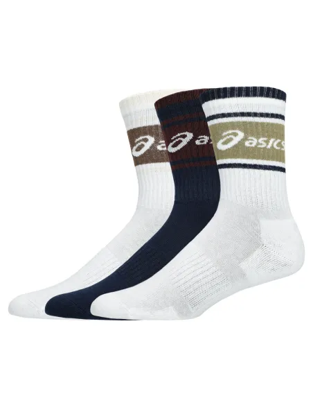 Pack de 3 Calcetines Asics Logo Crew Sock Blanco/Azul Marino |ASICS |Ropa de pádel