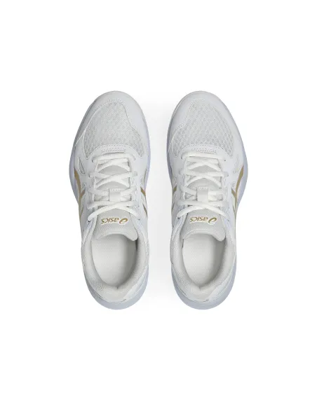 Asics Upcourt 6 Gs Blanc/Or Junior 1074A045 |ASICS |Chaussures de padel