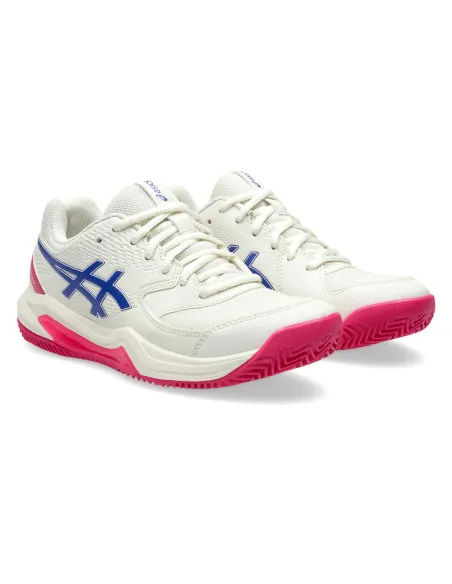 Asics Gel-Dedicate 8 Clay Blanc Rose Woman 1042A255 |ASICS |Chaussures de padel