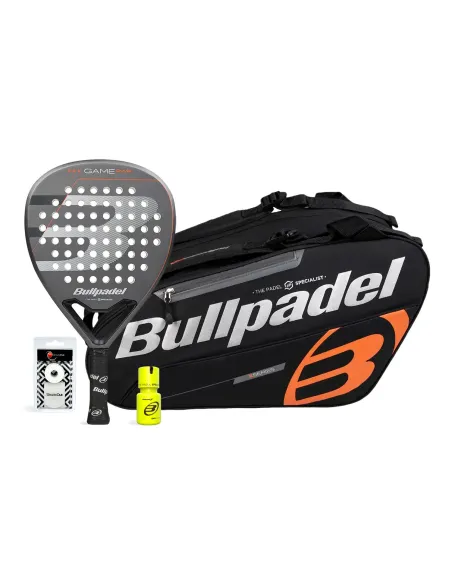 Pack Bullpadel Game Pwr Gris Paletero Negro/Naranja Dry Grip | Time2Padel