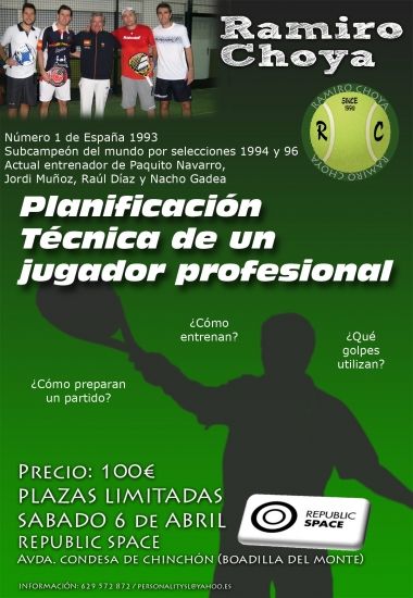 Curso de planificación técnica de un jugador profesional: Ramiro Choya| Noticias y novedades del mundo del pádel