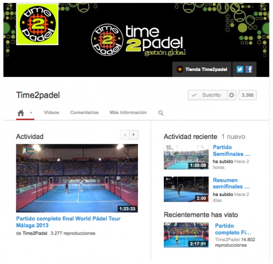 Time2padel el canal de padel más visitado en YouTube| Noticias y novedades del mundo del pádel